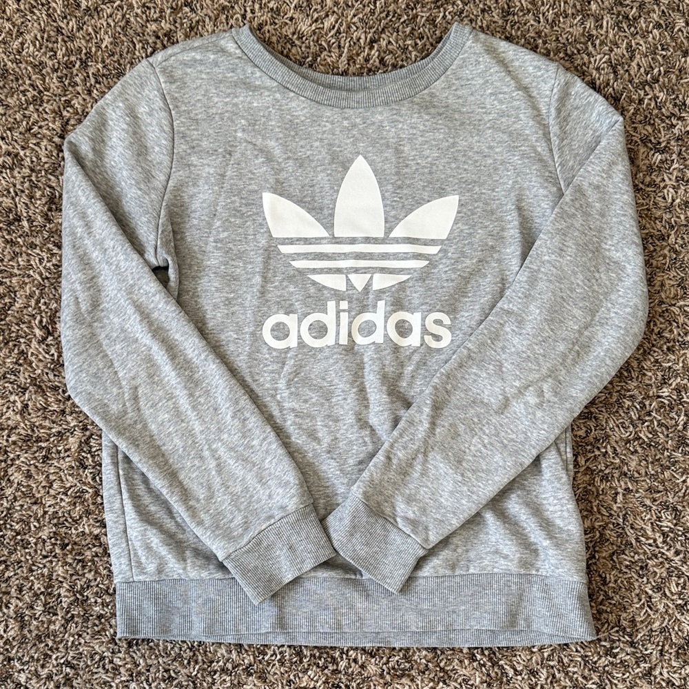 Adidas Heather Gray Crewneck with White Logo